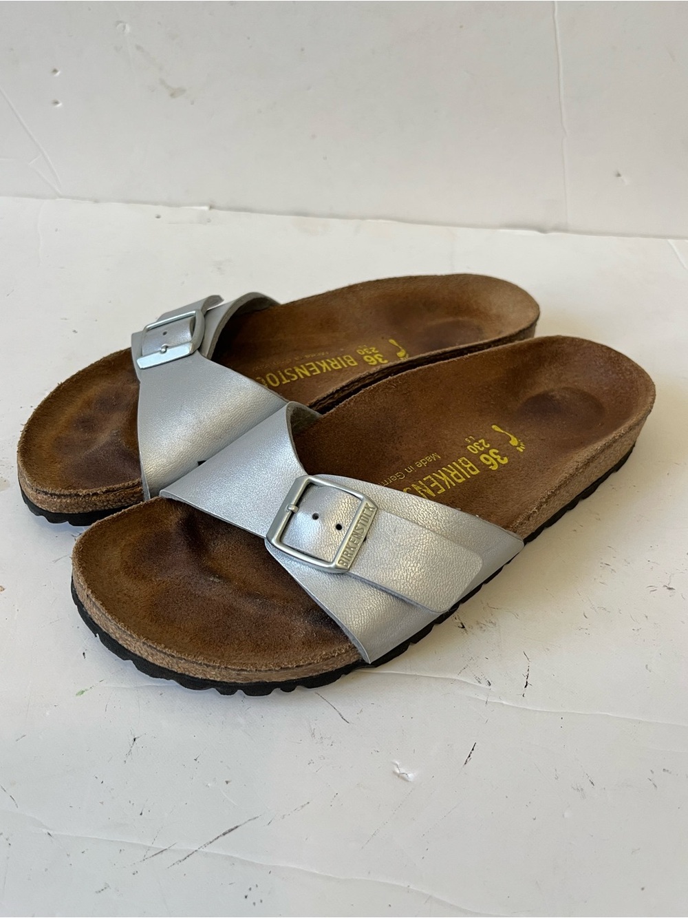 Birkenstock Madrid Silver Strap Slide SANDALS Women’s Size 36/US5